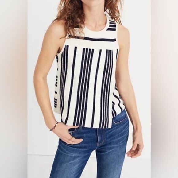 Madewell Stripe Play Sleeveless Sweater - Picture 1 of 8